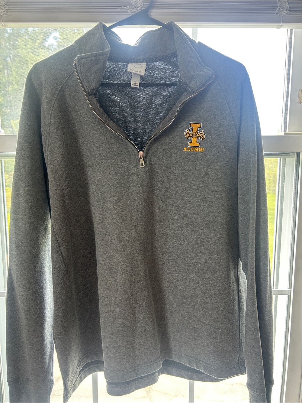 Gray Womens Quarter-Zip Alumni Pullover Sweater